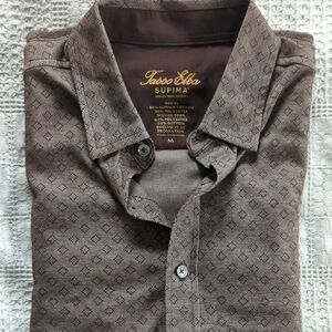 Tasso Elba Men's Brown Shirt Supima Cotton